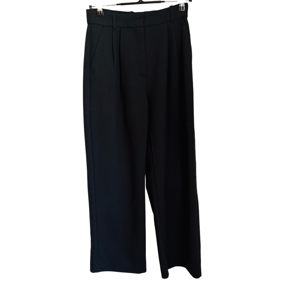 Abercrombie & Fitch Sloane Tailored Wide Leg Pants Black Pleated High Rise 4R 27